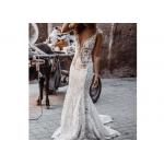 China Fashion Mermaid Wedding Dress Deep V Neck Sleeveless Backless Beading for sale