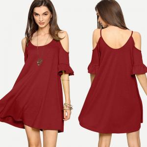  High Quality Clothes for Women O-neck Mini Dress Ruffle Women Big Sizes Manufactures