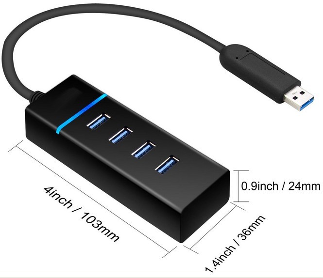Black White 5Gbps Usb 3.0 Multi Port Hub Splitter Adapter