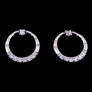  Lady Round Style Silver Cubic Zirconia Earrings 925 Silver AAA Cubic Zircon Manufactures