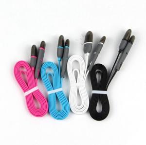  1M Flat Noodle Micro USB cable 2 in 1 Data Sync Charger Charging USB Cable Samsung iphone Manufactures