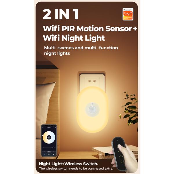 Oval Tuya Pir Sensor Night Light Bathroom Motion Sensor Night Light