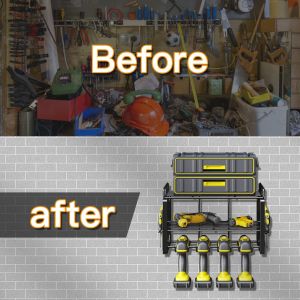 Effortlessly Organize and Access Power Tools with Floating Tool Shelves and