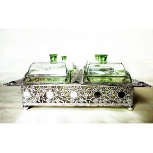 Multifunctional metal frame rectangular platter