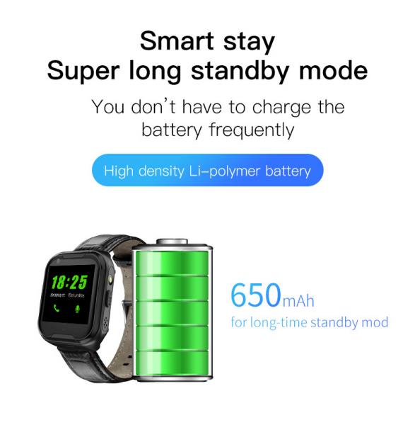 SOS Fall Alarm 650mAh Battery IP67 Seniors Smartwatch