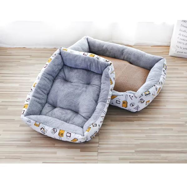 Textured Wave Pet Sofa Beds Washable Large Rectangle Dog Bed Comfortable