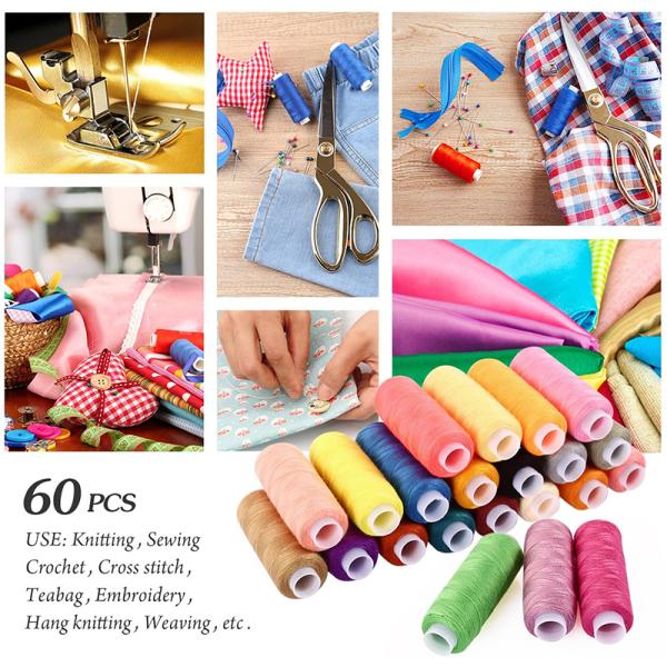 60 Colors Rainbow Polyester Sewing Thread For DIY Machine Embroidery UV Protect