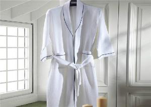 Eco Friendly Waffle Hotel Towel Set / Kimono Collar Soft Cotton Bathrobe