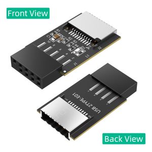 New Version USB 2.0 9pin Front Panel Header to Type-E Internal Adapter with 5V