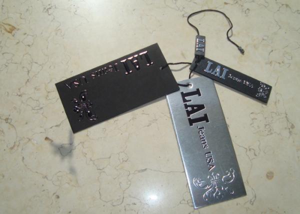 Quality Luxury Custom Clothing Labels Hang Tags Printing Emboss Black Foil Stamping Logo for sale
