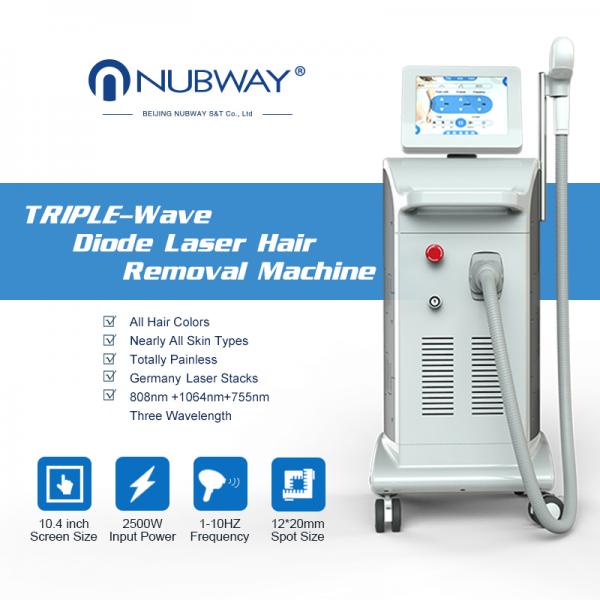 3 wave 755nm 808nm 1064nm 800w power lightsheer soprano permanent diode laser hair removal machine