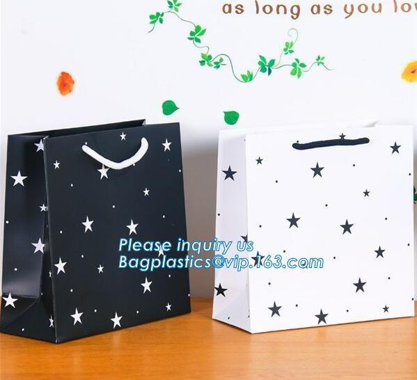 Luxury Customize Black gold embossed Logo made by 250gsm C1S Art Gift Shopping Paper Bag With Ribbon Bow Handles bagease