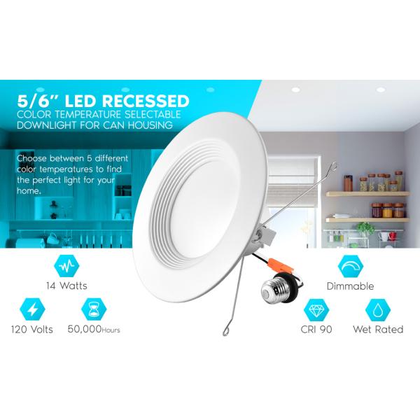 Baffle Trim 6 Inch LED Flush Mount Light , 14W 5cct Slim Flush Mount Light
