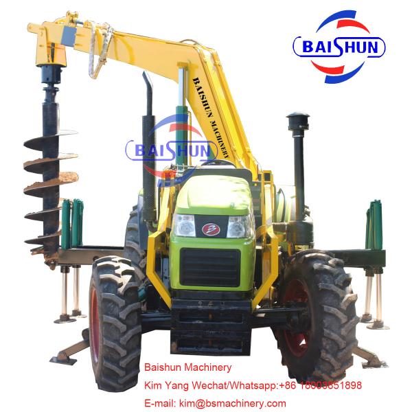 Quality Power Skid Steer Post Hole Digger , Substation Pole Hole Drilling Machine for sale