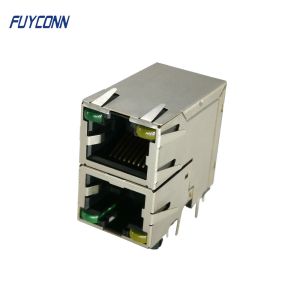 Female Right Angle RJ45 Jack Connector , PCB Double Layer RJ45 Modular Connector