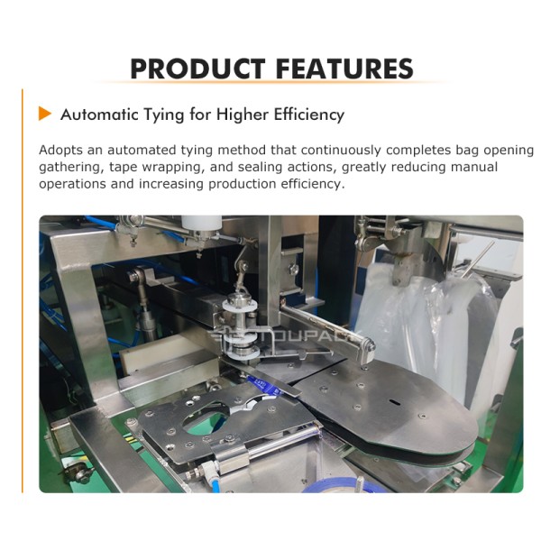 Automatic Bag Closing Machine for Fresh Fruit and Vegetable Packaging with Adhesive Tape or Plastic Clip Closure System