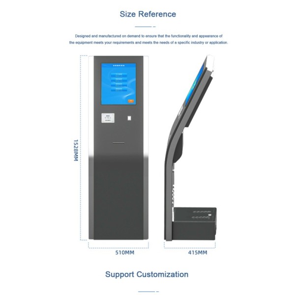 MJK Electronic Indoor Queue Management System Touch Kiosk with Ticket Dispenser for Bank Equipment
