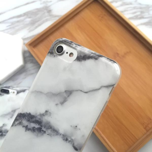 Soft TPU Black&White Marble Pattern Back Cover Cell Phone Case For iPhone 7 6 6s Plus