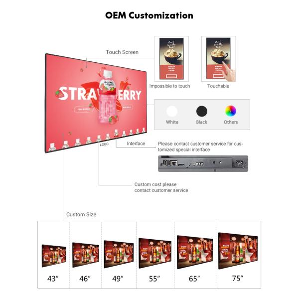 Vertical Installation 3.5mm 8mm Bezel Restaurant Menu Board