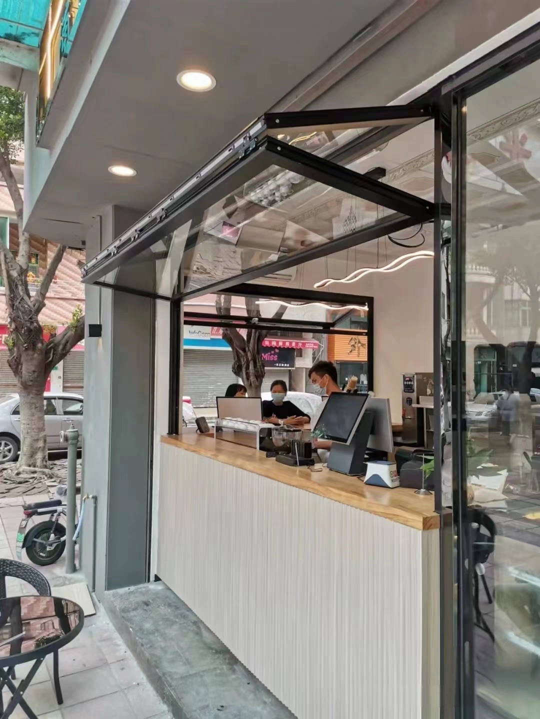 Urban Garden Folding Window Portal Enabling Safe Container Gardening Access in