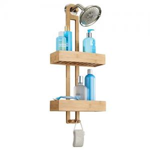 China Bathroom Bamboo Shower Caddy Over The Shower Head For Shampoo / Conditioner on sale
