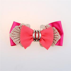 Satin Ribbon Bow Toddler Girl Baby Hair Accessories Pink Color With Crochet Flower