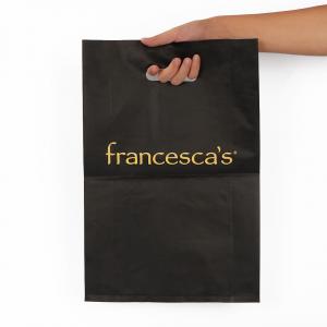China Custom Seize LDPE Die Cut Handle Plastic Retail Shopping Bags With Bottom Gusset on sale