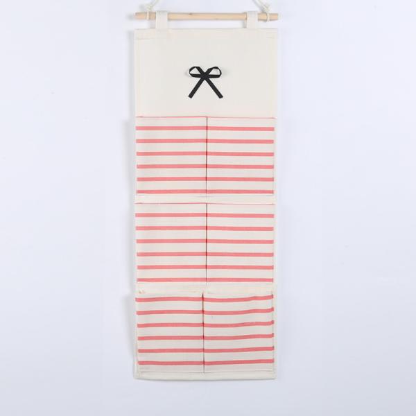 Puting hanging storage bag pockets organizer door wall chest holder customized red blue stripe