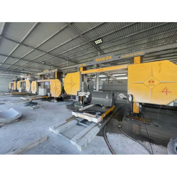 Diamond wire saw machine in operation