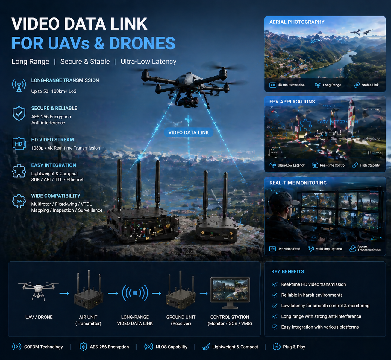 Wireless HD Video Data Link for UAVs & Drones – Real-Time HD Transmission