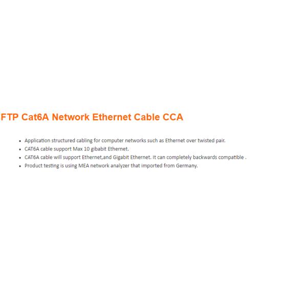 Cat6A FTP PVC 0.57mm Network Fiber Optic Ethernet Cable With CCA Conductor