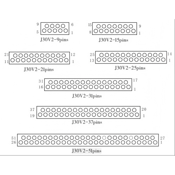 J30V2-15ZKW 15 Pin Micro Rectangular Female Socket Connector