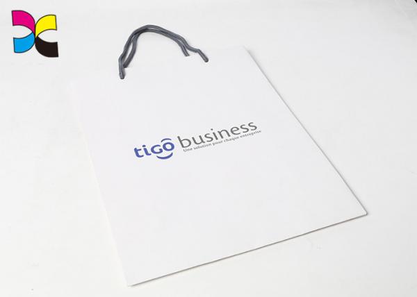 Quality White Personalized Paper Gift Bags With Handles , CMYK Paper Shopping Bags With Logo for sale