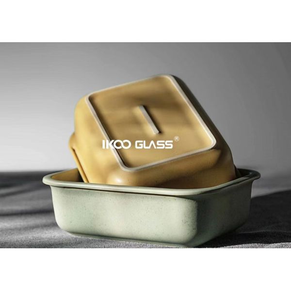 IKOO Stackable Leak-proof Microwave Safe Ceramic Food Storage Container with Glass Lid
