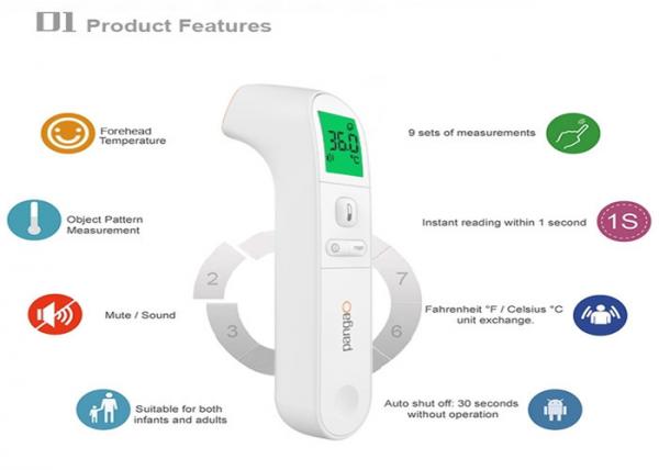 Digital Medical Baby Infrared Thermometer Forehead And Object Mode 9 Memories Design