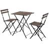 3 Piece Set Mahogany Garden Folding Table And Chairs Solid Wood Slat Steel Frame for sale
