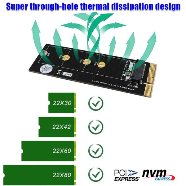 NGFF(M.2) Nvme M Key SSD To PCI- E 4X Adapter With Heatsink(Vertical Installatio