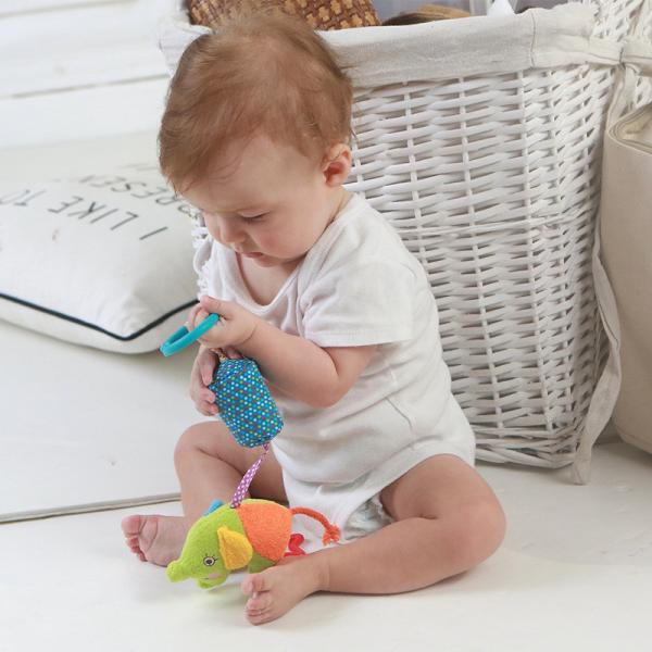 Quality 34*14cm Soft Hanging Rattle Crinkle Squeaky Toy With Teethers Plush for sale