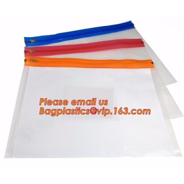Quality Cheap Waterproof PE zipper lock file wallet bag with logo printing, cheap A4, A5, A6, B5 transparent plastic pe zip lock for sale