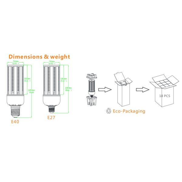 E26 E27 E40 Corn Cob LED Lights , Energy Saving Street Lighting 40W LED Corn Bulb