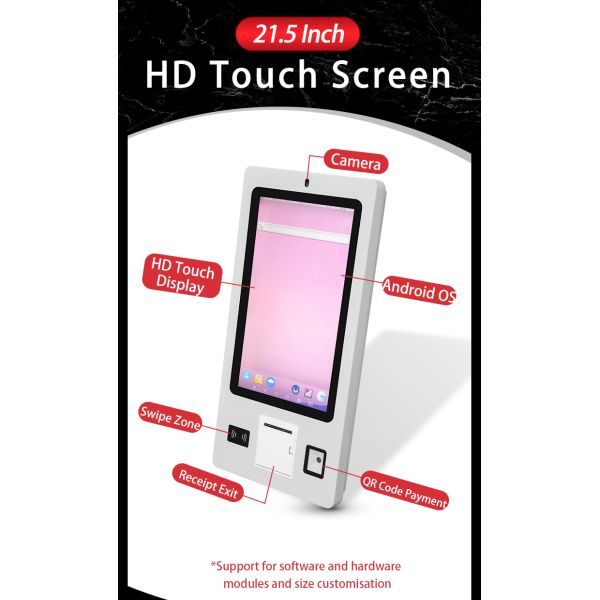 21.5 Inch Self-Service Kiosk with QR Code Scanner Camera Printer and Touch Screen for McDonalds Payment Kiosk