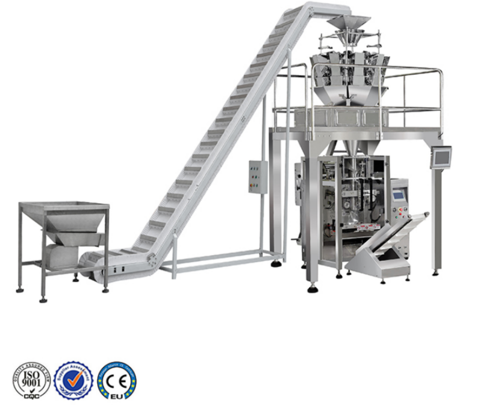 304SS VFFS Packaging Machine with 14 Heads Microweigher and 2.5L Pattern Hopper for Frozen Foods
