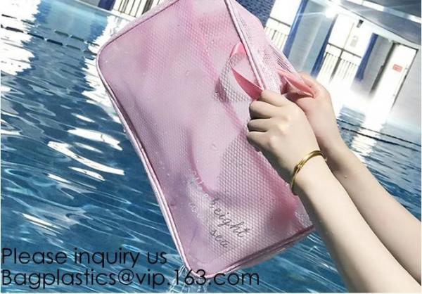 Compact Multi-purpose Handbag-style Transparent Glitter Cosmetic Pouch with Zipper Pocket on the Back, bagease, bagplast