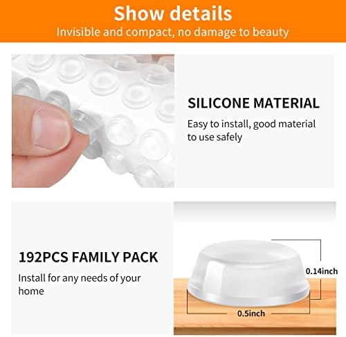 Super High Viscosity Self-Adhesive Clear Rubber Door Stoppers Square Pattern Cabinet & Drawer Bumpers