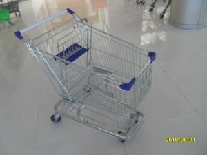  100L Low Tray Supermarket Shopping Trolley Zinc Plated With Blue Baby Seat Manufactures