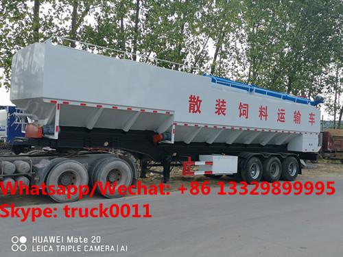 Quality designed 50cbm CLW bulk feed transportation semitrailer for sale, customized 50m3 25tons animal feed container trailer for sale