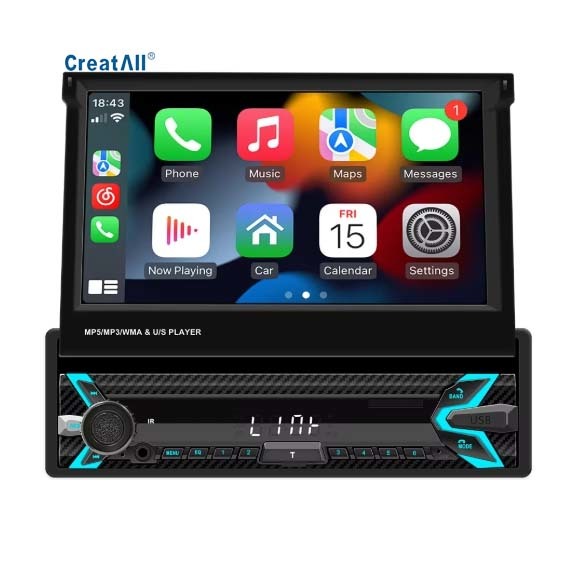 China Creatall 7-Inch Single-Cylinder Retractable Screen Car MP5 Player HD BT Reverse Image Wireless Carplay USB-Dashboard Placement on sale China Creatall 7-Inch Single-Cylinder Retractable Screen Car MP5 Player HD BT Reverse Image Wireless Carplay USB-Dashboard Placement on sale