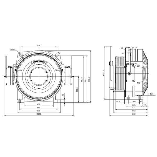 AC380V Elevator Gearless Traction Machine Load 1350kg - 2000kg ISO9001