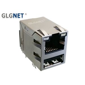 Magnetic RJ45 Connector with LED Light Pipes Rj45 Modular Jack with USB 2.0