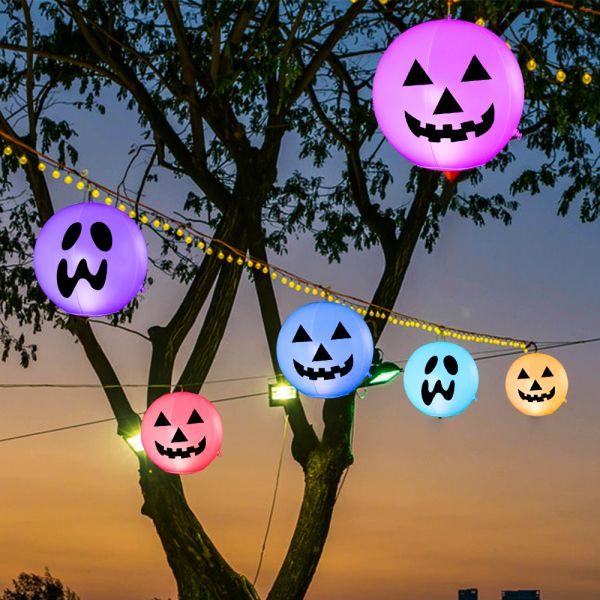 LED Remote Control Ghost Pumpkin Inflatable Ball For Halloween Party